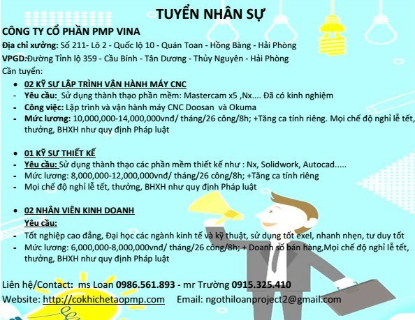 Tuyển Dụng PMP tháng 6 2021